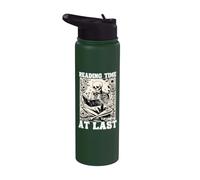 Tiempo de lectura al final amante de los libros lectura de esqueleto introvertido Stainless Steel Insulated Water Bottle