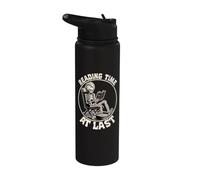Tiempo de lectura al final amante de los libros lectura de esqueleto introvertido Stainless Steel Insulated Water Bottle