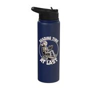 Tiempo de lectura al final amante de los libros lectura de esqueleto introvertido Stainless Steel Insulated Water Bottle