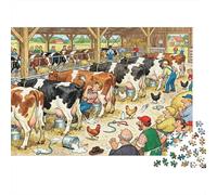 Tiempo de ordeño por la mañana Puzzle De Madera Impermeable Puzzles De 1000 Piezas Regalos para Adultos Divertido Rompecabezas Juegos Desafiantes