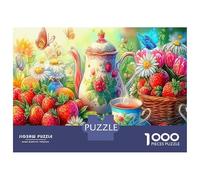 Tiempo del té Jardín Puzzle Desafío Juguetes 1000 Piezas Fresa Juego De Rompecabezas Juego Familiar para Adultos Y Niños A Partir De 12 Años 38x26cm/1000pcs