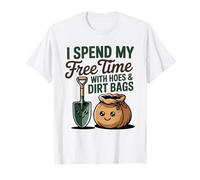 Tiempo Libre con Azadas y Bolsas de Tierra Juego de Palabras de Jardinero Camiseta