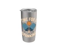 Tiempo para un fanático de pickleball nalgadas Casual Fun Vibes de verano Vaso térmico de acero inoxidable de doble pared