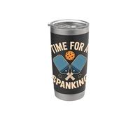 Tiempo para un fanático de pickleball nalgadas Casual Fun Vibes de verano Vaso térmico de acero inoxidable de doble pared