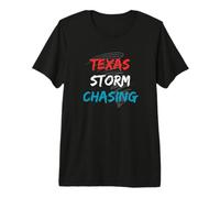 Tiempo Texas Tormenta Persiguiendo Rojo Blanco Azul Nubes Tornados Camiseta Premium