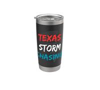 Tiempo Texas Tormenta Persiguiendo Rojo Blanco Azul Nubes Tornados Vaso térmico de acero inoxidable de doble pared