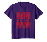 Tiempos difíciles Crear Hombres Fuertes Fitness Motivación Hombres Mujeres Camiseta, Niños, Morado, 3 años