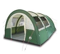 Tienda 4-Personas Verde Impermeable con Ventilación y Bolsa de | Poliéster recubierto de PU, costuras selladas, paredes de malla, tienda exterior extraíble, E-Port, bastones de fibra de