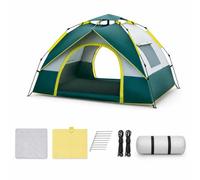 Tienda Campaña Automática Plegable, Verde Oscuro, Verde, 3-4 Personas | poliéster - capa única - tejido oxford - fibra vidrio - resistente agua 1000-1500mm - para Excursiones - para Montaña