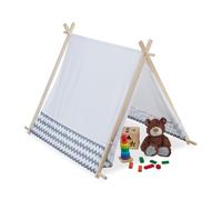 Relaxdays Tienda Campaña Infantil, Niñas, Forma Tipi, para Interiores y Exteriores, 92x92x120 cm, Gris y Blanco, Color (10035301)