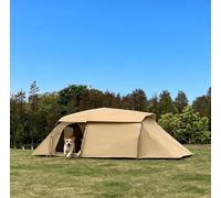 Tienda de Campaña 2 en 1 Humano y Mascota con Habitación Separada, Gran Tienda Familiar Impermeable para 2 Personas con Casa para Mascota, Fácil Montaje para Senderismo, Excursionismo (Caqui)