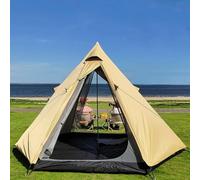 Tienda de Campaña 4 Personas Outsunny Familiares Grandes Tienda Tipi Impermeable Fácil de Instalar (Caqui)