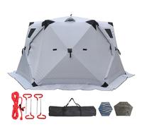 Tienda de campaña aislada para pesca en hielo con gato de estufa, tela Oxford 210D, refugio para todas las estaciones con suelo, alfombrilla, ventanas panorámicas