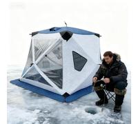 Tienda de campaña aislada para pesca en hielo para 3-6 personas, refugio portátil impermeable con gato de estufa y bolsa de transporte para pesca al aire libre