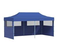 Tienda de campaña azul 291 x 580 x 315 cm tela Oxford | Diseño plegable, marco de acero con recubrimiento en polvo, 6 cuerdas de viento, 12 estacas