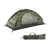 Tienda de campaña de camuflaje para 1 y 2 personas para senderismo, ligera con postes de fibra de vidrio y techo de malla para una mejor ventilación (1 persona)