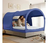 Tienda de campaña de ensueño Tipo Dosel para Cama, Refugio Interior Tipo cabaña, privacidad, cálida, Transpirable, desplegable, tamaño Doble, para niños y Adultos, Azul Marino (colchón no Incluido)