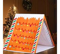 Tienda de campaña de Navidad para niños con tela suave y marco de madera que ofrece un ambiente festivo y seguro para noches de cine de vacaciones (tienda -B)