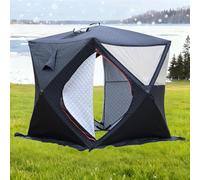 Tienda de campaña de pesca en hielo, aislada para 3-8 personas, instalación rápida en 60 segundos, vista panorámica de 180°, resistente al viento y al agua, adecuada para todas las estaciones