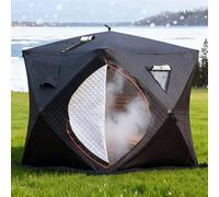 Tienda de campaña de pesca en hielo, aislada para 3-8 personas, instalación rápida en 60 segundos, vista panorámica de 180°, resistente al viento y al agua, adecuada para todas las estaciones