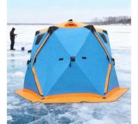 Tienda de campaña de pesca en hielo con gato de estufa, refugio aislado portátil 210D, tienda de campaña hexagonal desplegable para acampar en invierno, se adapta a 10-12 personas