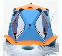 Tienda de campaña de pesca en hielo con gato de estufa y suelo, chabolas de hielo con 4 ventanas, 2 rejillas de ventilación, puertas con doble cremallera, incluye bolsa de transporte, capacidad para 8