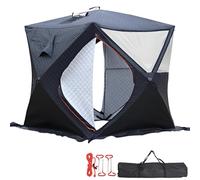 Tienda de campaña de pesca en hielo con tela Oxford 210D, gran área de pesca, cubo térmico de 3 capas, fácil instalación, tienda de camping para pesca de invierno