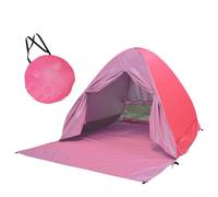 Tienda de campaña de playa, refugio solar totalmente automático de 2 segundos para 2 adultos o 3 niños, protección UV y toldo de campamento ventilado con bolsa de transporte (rosa)