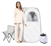 Tienda de campaña de sauna desplegable para 1 persona, sauna portátil para el hogar, diseño portátil con caja de vapor de 3 l, silla plegable de 9 niveles, 95 minutos para relajación en el hogar