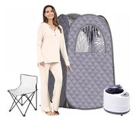 Tienda de campaña de sauna desplegable para 1 persona, sauna portátil para el hogar, diseño portátil con caja de vapor de 3 l, silla plegable, 9 niveles, 95 minutos para relajación en el hogar (gris