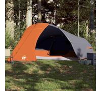 Tienda de Campaña Domo para 4 Personas, Impermeable y Resistente al Viento, con Toldo Extraíble y Conexión Eléctrica, Tienda de Campaña Familiar, Tenda Campismo, Color Naranja, 405x285x143 cm