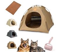 Tienda de campaña emergente para mascotas: refugio portátil para gatos y perros pequeños. Tiendas de campaña para gatos de interior. Impermeable. Diseño emergente que no requiere instalación(Brown,S)