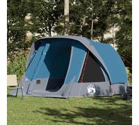 Tienda de Campaña Familiar para 6 Personas, Impermeable y Resistente al Viento, Poliéster 185T con PU, Tenda Campismo, Tienda Campaña Montaje Rapido, Doble Techo Extraíble, Color Azul, 360x200x182 cm
