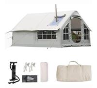 Tienda de campaña Hinchable con Bomba de Aire y Apertura para Estufa/Chimenea, Tienda de campaña portátil para 4 Estaciones al Aire Libre, Tiendas de campaña hinchables Grandes (Gray)