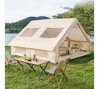 Tienda de campaña hinchable para 7 - 8 personas - Tienda de campaña familiar con sensación de algodón 300D, impermeable 3000 mm y protección UV 50+ - Gran tienda de aire con haz inflable, montaje de 5
