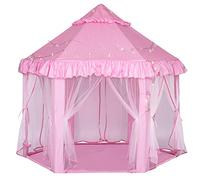 Tienda de campaña Infantil para niñas - Gran Castillo de Princesas Carpa de Juego, Interior Exterior Pop up Playhouse con Luces de Estrellas para Niños, Regalos para 3 4 5 6 7 8 9 Años Niñas Niños
