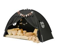 Tienda De CampañA Infantil, Tienda De Juegos Interior con Cortinas Y Banderas, RincóN Acogedor para NiñOs, Tienda Juego para La DecoracióN De La HabitacióN NiñOs Y NiñAs (Negro)