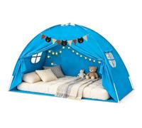 Tienda De CampañA Infantil, Tienda De Juegos Interior con Cortinas Y Banderas, RincóN Acogedor para NiñOs, Tienda Juego para La DecoracióN De La HabitacióN NiñOs Y NiñAs (Azul)