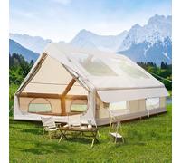 Tienda de campaña inflable con bomba, inflable para camping, 4 temporadas, resistente al agua y al viento, Oxford con ventanas y puertas de malla para 2-4 personas,