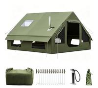 tienda de campaña inflable con bomba, inflable para camping, 4 temporadas, resistente al agua y al viento, Oxford con ventanas y puertas de malla para 2-4 personas,