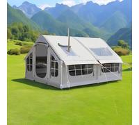 Tienda de Campaña Inflable con Bomba, Tienda de Campaña Grande para 6-8 Personas, Tienda de Campaña Hinchable 4 Estaciones, Fácil Montaje, Tienda de Campaña Familiar (Gray Pro, 385x260x200cm)