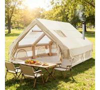 Tienda de campaña inflable para 10 personas, de Oxford 420D, impermeable, fácil montaje con bomba manual, conexión para horno, tiendas de campaña, incluye bolsa de almacenamiento