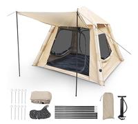 Tienda de campaña inflable para 2-4 personas, tienda de campaña hinchable para camping al aire libre, trekking, impermeable, para 4 temporadas, tienda de campaña familiar hinchable con bomba (220 x