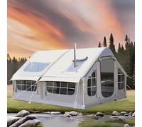 Tienda de campaña inflable para 6-8 personas con orificio para horno y tragaluz, gran casa de aire familiar para aventuras al aire libre