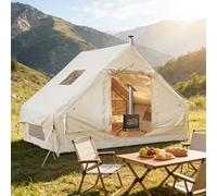 Tienda de campaña inflable para 6 personas, de Oxford 420D, impermeable, fácil montaje con bomba manual, conexión para horno, tiendas de campaña, incluye bolsa de almacenamiento