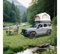 Tienda de campaña inflable para el techo del coche para SUV, ultraligera, 30 kg, con base de colchón Drop-Stitch de 15 cm, impermeable, 300D, incluye escalera y bomba (beige/negro, 2-3 personas)