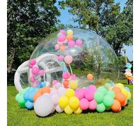 Tienda de campaña inflable transparente para exteriores, impermeable, cúpula, cabaña de camping, calidad comercial, PVC, con soplador y bomba, 3 m de diámetro, túnel de 12 cm, para camping familiar