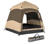 Tienda de campaña instantánea de doble capa Outsunny con toldo impermeable, tienda domo hexagonal para 4 personas, refugio de camping portátil con suelo cosido y bolsa de transporte, ideal para