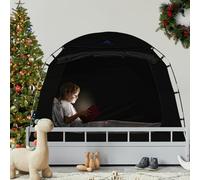 Tienda de campaña opaca para cama individual para niños y adultos, toldo de cama certificado CPC con 4 puertas y ventilación superior grande transpirable, larga duración y fácil instalación (carbón