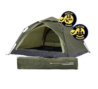 Lumaland Where Tomorrow - Tienda de campaña Resistente y Ligera Pop Up para 3 Personas, con 2 entradas, 215 x 195 x 120 cm, Color Verde
